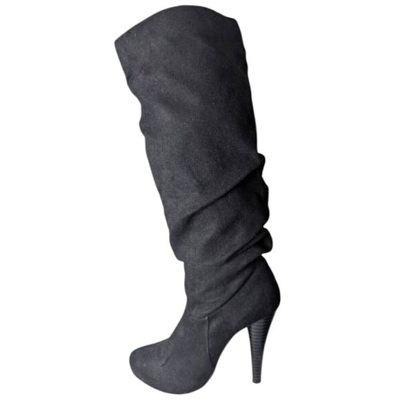 MICHAEL ANTONIO McKay Black Faux Suede Stiletto Heeled Knee High Boot Size 7 - Picture 6 of 7